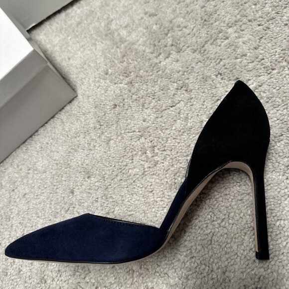 Manolo Blahnik Tayler D'Orsay BB Pumps Sz 35 / 5 Black to Navy Ombre New in Box - Picture 12 of 16
